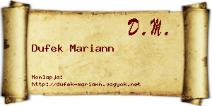 Dufek Mariann névjegykártya
